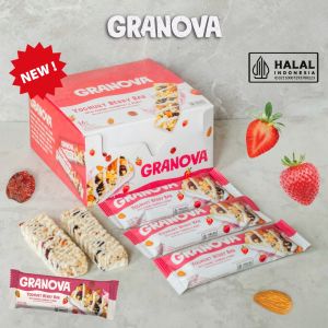 Granova - Snackbar Yoghurt Berry 26gr x 16 pc (Rasa Beri dan Yoghurt) - Cemilan Sehat Gandum Halal