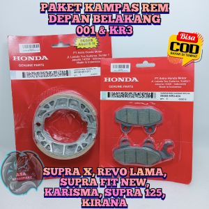 PAKET KAMPAS REM DEPAN BELAKANG 001 & KR3 100% KUALITAS ASLI ORIGINAL HONDA UNTUK MOTOR SUPRA X REVO LAMA SUPRA FIT NEW KARISMA SUPRA 125 KIRANA