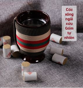 Cốc xông ngải cứu cốc giác hơi cứu ngải cốc chườm hơ cứu ngải cốc xông phù dương gốm sứ tự nhiên