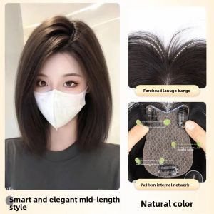 7*11-25CM Tóc giả 100% từ tóc người thật dành cho nữ màu đen nâu mocha thoáng khí nhẹ che tóc bạc tăng độ dày cho tóc.
