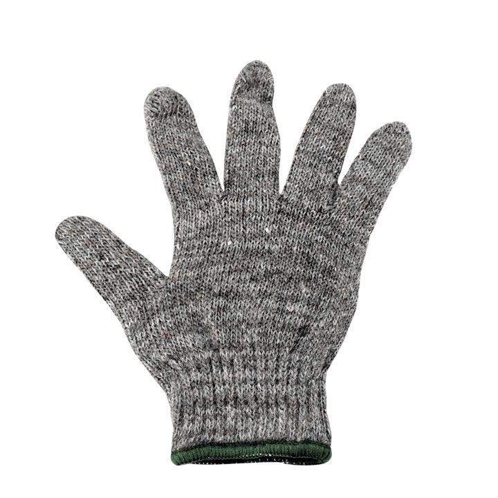 GIANT KINGKONG ถุงมือผ้า 5 ขีด สีเทา ขอบเขียว แพ็ก 12 คู่