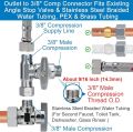 Brass Angle Stop Add-A-Tee Valve for TOTO Washlet Bidet and Handheld Sprayer, 3/8 Inch Compression Shut Off 3 Way Diverter Connector, 3/8"x3/8"x3/8" or 1/2" Toilet T Adapter. 