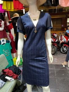 Đầm nữ thun co dãn giả Jeans thanh lịch