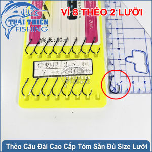 Thẻo Câu Đài Tóm Sẵn Loại Tốt – Vỉ 8 Thẻo 2 Lưỡi Dây 50cm Đủ Size Có & Không Ngạnh