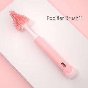 HamshMoc 3 pieces set baby milk bottle brush cleaner Silicone 360 Degree Rotation Multifunctional child feeding Pacifier brush Long Handle Easy to clean sterilizable