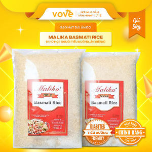 Gạo hạt dài Ấn Độ MALIKA Basmati Rice phù hợp người tiểu đường ăn kiêng 5kg
