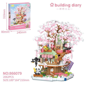 Building Diary Block 866079 / 866080 Street Shop Japanese Cherry Blossom Tree House Gift Decoration Building Brick Toy
