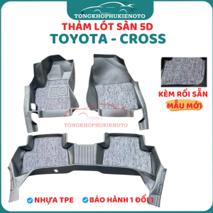 Thảm sàn nhựa 5D SẴN RỐI Tràn Viền Xe TOYOTA - CROSS 2020 - 2025 NHỰA TPE không mùi chuẩn khít form xe - HH