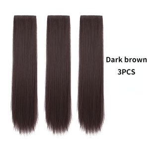 3PCS Wig Hair Extensions Women Human Hair Seamless Straight Long Hair Wig