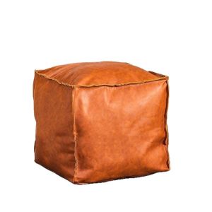 PU Leather Pouf Cover Hassock Storage Ottoman Cushion Foot Rest Cover Bohemian Home Room Bedroom