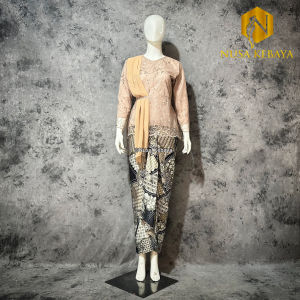 Nusa Kebaya Setelan Kebaya Modern Model Aurora Selendang Brukat Tile Set Rok Lilit Batik Modern