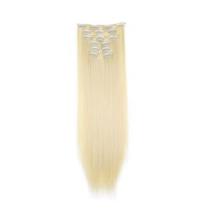 NBANLIKE 6pcs/set Tổng hợp 16 kẹp tóc nối 24inch Tóc Giả Tóc Đen Vàng 20 màu Dày Kiểu Tóc Thẳng Dài Dành cho Nữ