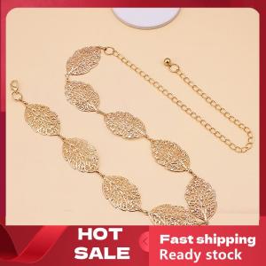 🚚【Local Express Delivery】🚚 Fashion Simple Openwork Leaf Decorated Chain Belt Thin Waist Chain Ladies Decoration Waistband Dress Metal Jewelry Accessories