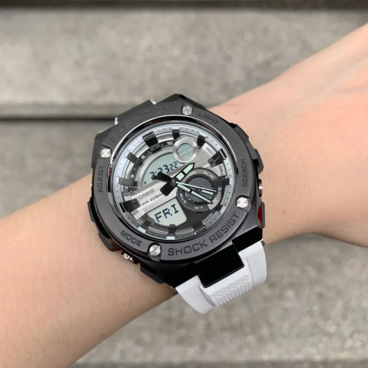 G Shock G STEEL GST210B 7A Layer Guard Black Steel Case with White Resin Watch for Men GST210 Lazada PH