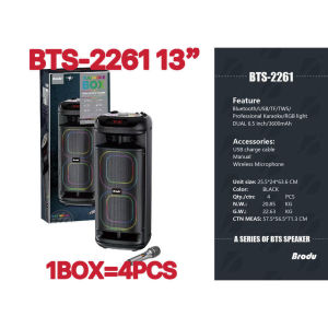 Bts.Shop BTS 2238 dual 6.5*2Inch Karaoke Bluetooth Speaker with Rechargeable Wireless Mic MIC jack