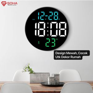 JD-8010 Jam Dinding Digital LED Besar 9 Inch Alarm Free Remote Control