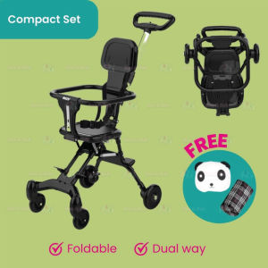 Boo&Bub Kids Baby Magic Stroller with Adjustable Sunshade Canopy 4 Wheels Travel Foldable Big Seat 2 Way Facing