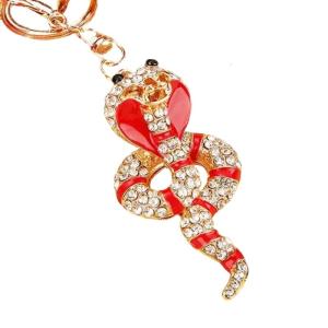 Unique Snake Keychain Bag Ornament Fashionable Bag Pendant Purse Key Chain Alloy Texture Suitable for Snake Lovers