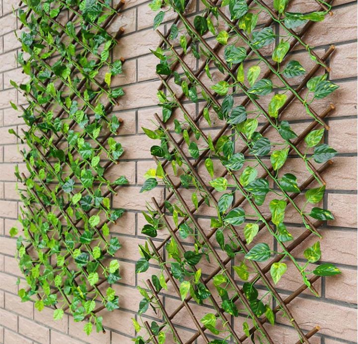 รั้วระแนงไม้ประดิษฐ์พร้อมเถาวัลย์เลื้อย รุ่น 5104 สำหรับตกแต่งบ้าน