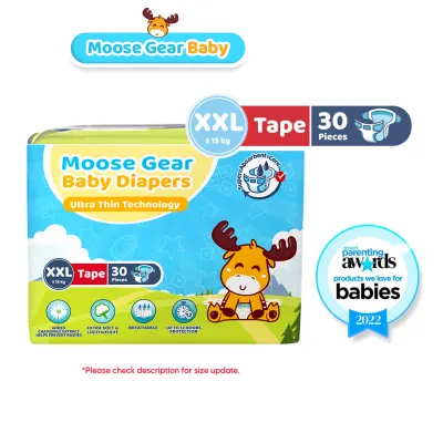 Moose Gear Baby Tape Diaper 2XL 30pcs Super Absorbent No Leaks