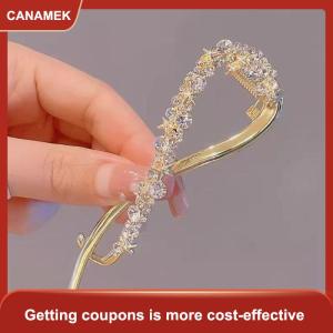 【CANAMEK 】 Fashion Metal Rhinestone Banana Clip Hairpins Frog Buckle Ponytail Hair Clips Irregular Women Hair Clip Headdress Hair Accessories