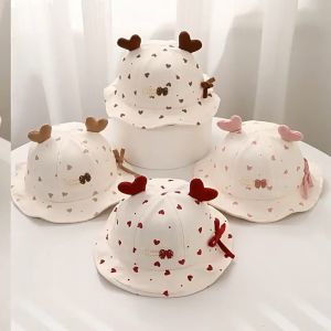 Mũ Nón Trái Tim Vải Cotton Lót Mềm Cho Bé Gái Từ 5 Đến 24 Tháng