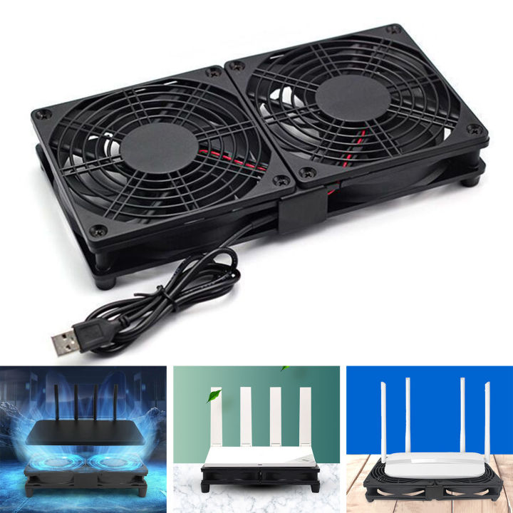 Router Cooling Fan Dual Fan Router Cooler Silent Usb Cooling Fan for