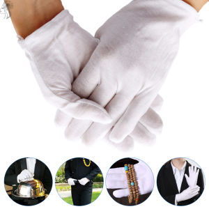Small chrysanthemum White Cotton Protective Gloves Wear-resistant & Non-slip for Industrial Work/gardening/dressing/snooker Referee
