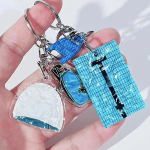 Wavy Keyrings Pendant Swimming Pool Keychain Decorations Bag Charm Creative Handbag Charm for Women Girls