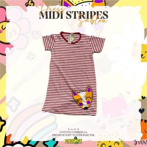 Dress Midi Stripes Sablon - Daster Anak 2-6 Tahun by Pineapple Kids