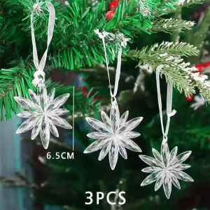 12 Pcs/Pack Christmas Transparent crystal Snowflake Simulation Icicle Ornaments Xmas pendant Christmas tree decor