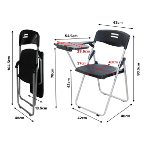 Folding Conference Chair With Writing Board Office Chair Home Backrest Chair Desk Chair Meeting Seat Chair Breathable Mesh Cloth High Resilience Sponge Cushion