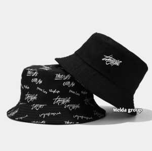 Topi Bucket Hat Polos Motif Graffiti Korea Kreatif untuk Pria / Wanita kekinian