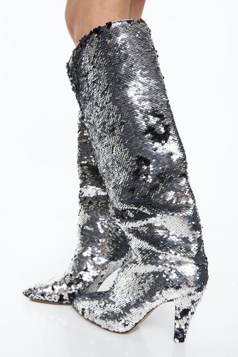 H&M - Sequined knee-high boots | Lazada PH