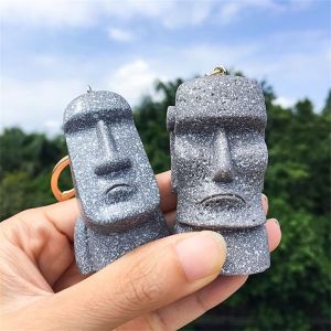 XINSU38 Watchman Móc khóa tượng moai Trang trí nhà cửa Người đá Móc khóa đảo phục sinh Móc khóa xe hơi Nhựa Tượng moai Quà tặng trang sức