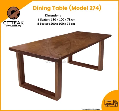 CT Teak Furniture Jati / Teak Wood Dining Table (Model 274 Straight U)