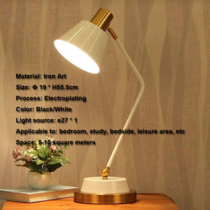 Modern Creative Metal White Desk Lamp Bedside Night Black Table Light Eye Protection Reading Fixtures