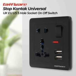 Stop Kontak Universal UK EU US USB Port On Off Switch - DZ-E2-11 Taffware