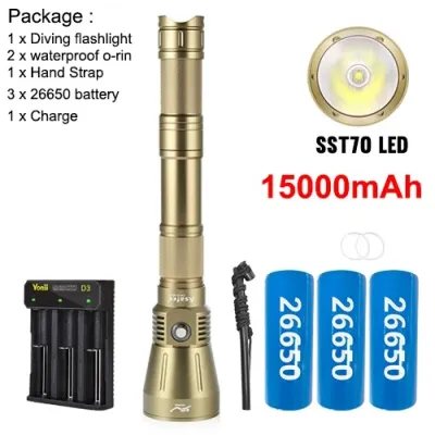 Asafee DA16Max Powerful Diving Flashlight Underwater Rechargeable Hunting Fishing Torch Night Spearfishing Diving Flashlight