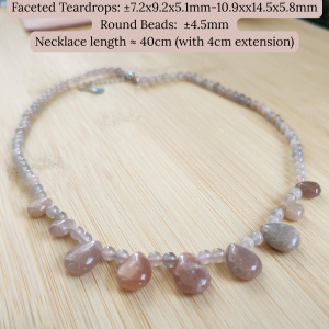 Natural Orange Moonstone & Feldspar Necklace | Teardrop Crystal Beads | Soft Peach Glow | Handmade Elegant Jewelry | Emotional Balance & Intuition