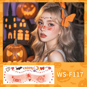 New Beautiful Ghost Haunted Halloween Tattoo Stickers Waterproof Cute Ghost Makeup Face Stickers For Halloween Party