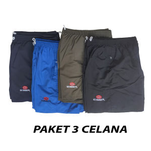 ( 3 pcs ) celana pendek pria & wanita / 2 kantong saku dengan resleting / celana kolor