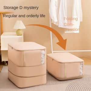 IVAOU กันความชื้น ลูกบาศก์บรรจุแบบบีบอัด พับเก็บได้ ความจุมากเป็นพิเศษ ถุงเก็บเสื้อผ้า ทนทานต่อการใช้งาน กันฝุ่นกันฝุ่น ที่เก็บผ้านวม ผ้าห่มนวม