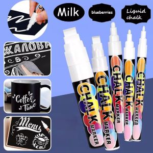 Erasable White Chalk Markers Reversible Tips Dust-free Liquid Non-Toxic Graffiti Chalk Marker Adspen