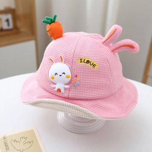 👉หมวกเด็ก 2เดือน-18เดือน รอบหัว:46-48 cm. หมวกบักเก็ตติดตุ๊กตากระต่าย【HALOLO】