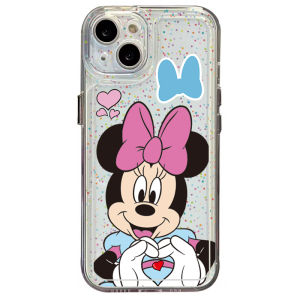 เคสป้องกันสำหรับ OPPO A16 A15 A16E A16k A95 Reno6 A94 5G A74 A54ป้ายหัวใจ4G A76 A96 A53 A12 A5S A52 A92มิกกี้มินนี่รักรองรับการกระแทกขอบสี่เหลี่ยม