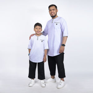 KHOIRUMMAH Koko Kurta Badar Couple - Baju Koko Polos Ayah Dan Anak - Kaos kurta Pakistan Lengan 3/4