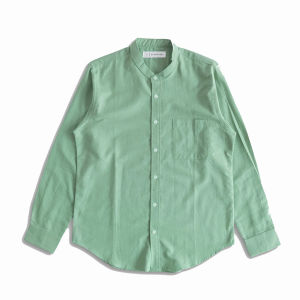 Kemeja Pria Sanghai Lengan Panjang Linen Khaki