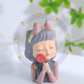 Tượng tô màu, Cô gái cầm kẹo mút C107 tô tượng thạch cao (Không kèm màu), trồng sen đá xương rồng. 