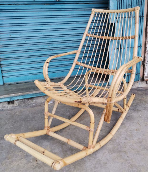 Rattan Rocking Chair Twin Armed Cane Kerusi Rotan Goyang Rotan